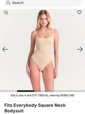 SKIMS Fits Everybody Square Neck Bodysuit Sand xs